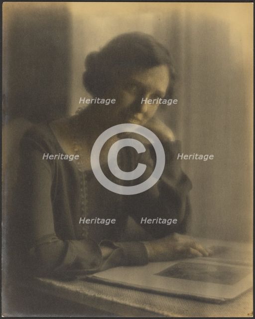 Portrait of a Woman with Long Necklace, 1907-1943. Creator: Louis Fleckenstein.