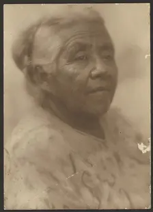 Portrait of a Woman with Patterned Blouse, 1907-1943. Creator: Louis Fleckenstein
