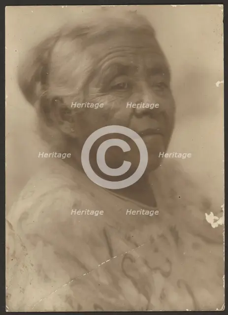 Portrait of a Woman with Patterned Blouse, 1907-1943. Creator: Louis Fleckenstein.