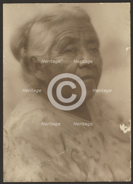 Portrait of a Woman with Patterned Blouse, 1907-1943. Creator: Louis Fleckenstein.