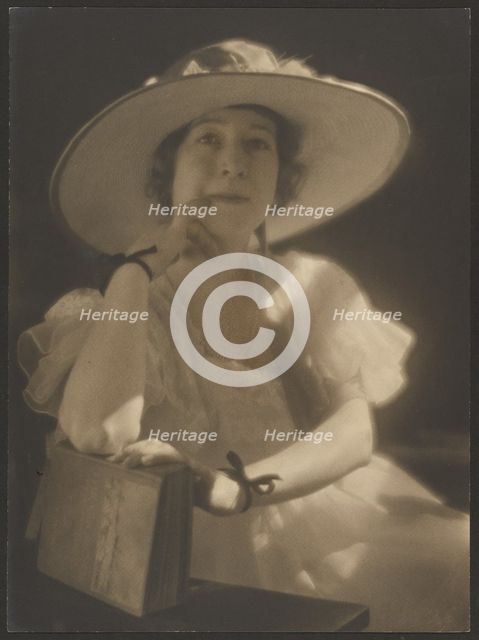 Portrait of a Woman with Ribbons at her Wrists, 1907-1943. Creator: Louis Fleckenstein.