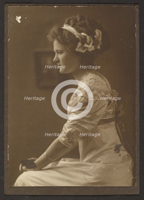 Portrait of a Woman with Ribbons in her Hair, 1907-1943. Creator: Louis Fleckenstein.