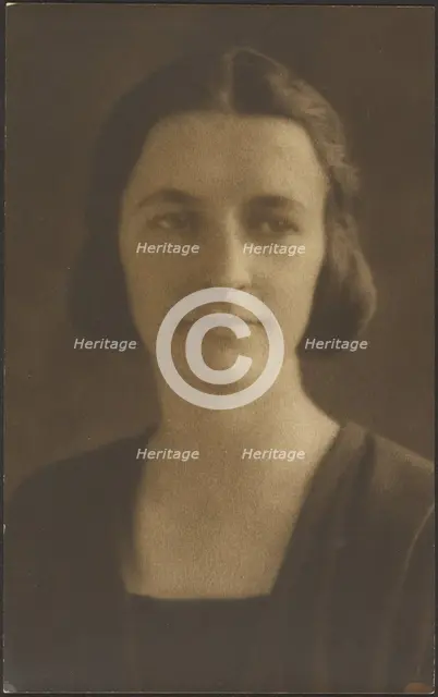 Portrait of a Woman with Striped Jacket, 1907-1943. Creator: Louis Fleckenstein.
