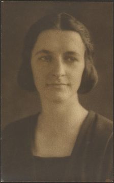 Portrait of a Woman with Striped Jacket, 1907-1943. Creator: Louis Fleckenstein