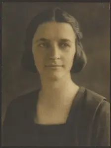 Portrait of a Woman with Striped Jacket, 1907-1943. Creator: Louis Fleckenstein