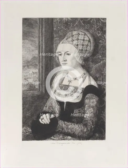 Portrait of a Woman, after Bernhard Strigel, 1871. Creator: Jules-Ferdinand Jacquemart.