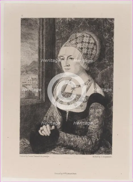 Portrait of a Woman, after Bernhard Strigel, 1871. Creator: Jules-Ferdinand Jacquemart.