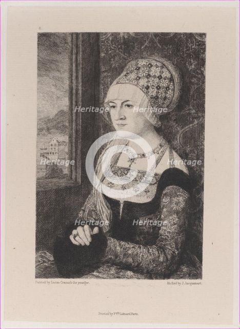 Portrait of a Woman, after Bernhard Strigel, 1871. Creator: Jules-Ferdinand Jacquemart.