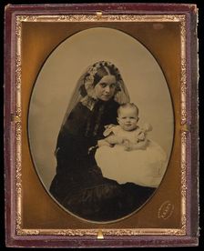 Portrait of a woman and child, about 1851. Creator: Mathew Brady