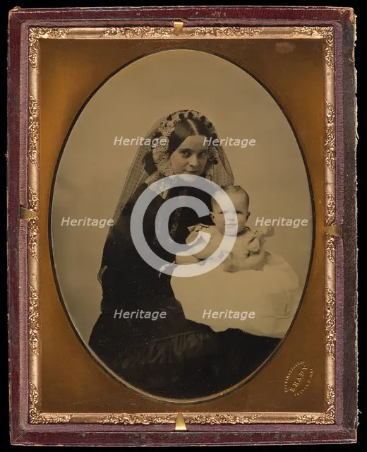 Portrait of a woman and child, about 1851. Creator: Mathew Brady.