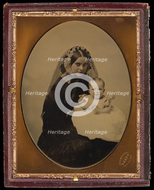 Portrait of a woman and child, about 1851. Creator: Mathew Brady.