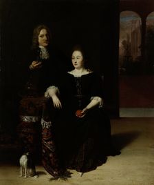 Portrait of a Woman and a Man in an Interior, 1694. Creator: Mathijs Wulfraet