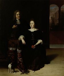 Portrait of a Woman and a Man in an Interior, 1694. Creator: Mathijs Wulfraet