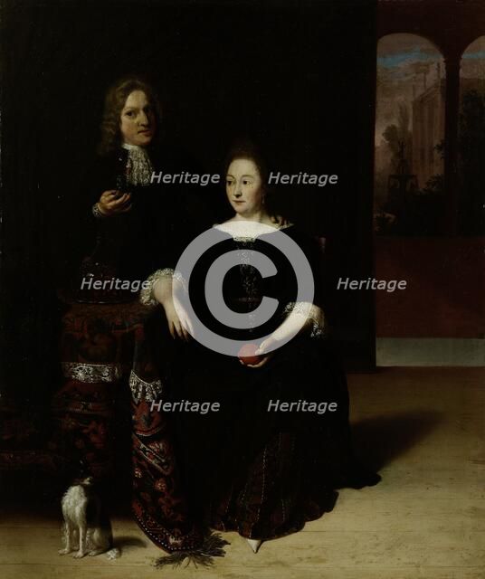 Portrait of a Woman and a Man in an Interior, 1694. Creator: Mathijs Wulfraet.