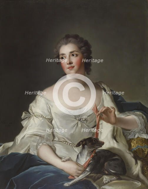 Portrait of a Woman and her Dog, 1750. Creator: Jean-Marc Nattier.