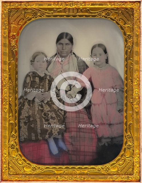 Portrait of a Woman and Two Girls, 1850s. Creator: Unknown.