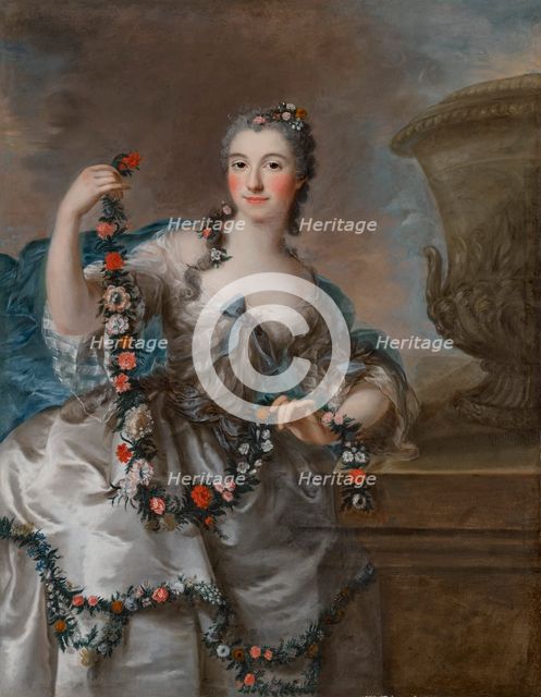 Portrait of a Woman as Flora. Creator: Loir, Marianne (1715-1769).