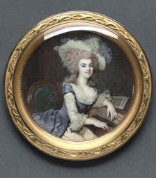 Portrait of a Woman at a Harpsichord, c. 1788. Creator: François Dumont (French, 1751-1831)