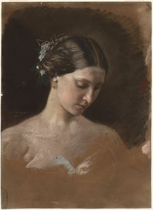 Portrait of a Woman, c. 1889-1899. Creator: Jean-Baptiste-Antoine-Emile Béranger (French, 1814-1883)