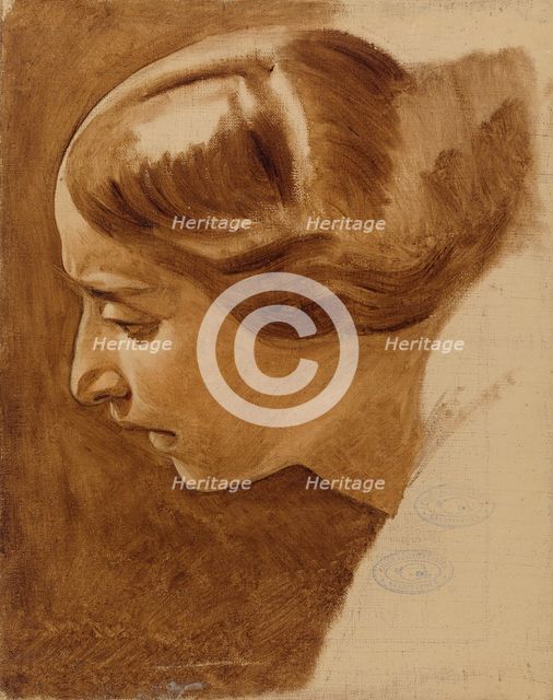Portrait of a woman (Edla Blommér?); unfinished, 1852. Creator: Nils Jakob Blommer.