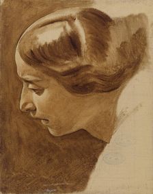 Portrait of a woman (Edla Blommér?); unfinished, 1852. Creator: Nils Jakob Blommer