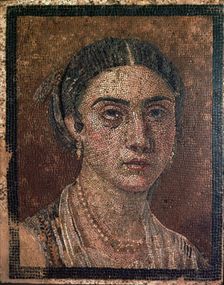 Portrait of a woman from a Roman floor mosaic, 1st century. Creator: Unknown
