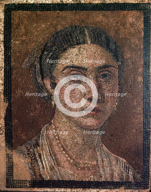 Portrait of a woman from a Roman floor mosaic, 1st century. Creator: Unknown.