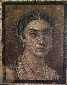 Portrait of a woman from a Roman floor mosaic, 1st century. Creator: Unknown