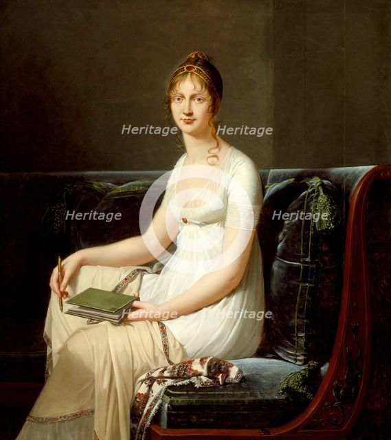 Portrait of a Woman 

Holding a Pencil and a Drawing Book, c1808. Creator: Robert Lefevre.