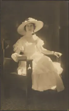 Portrait of a Woman in White Dress, 1907-1943. Creator: Louis Fleckenstein