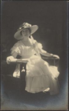 Portrait of a Woman in White Dress, 1907-1943. Creator: Louis Fleckenstein