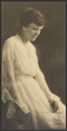 Portrait of a Woman in White Dress with Lace, 1907-1943. Creator: Louis Fleckenstein