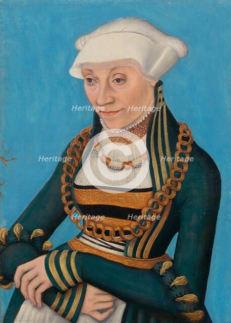Portrait of a woman in a decorative dress with a hood, c1535. Creator: Cranach; Lucas; the Elder (1472-1553).