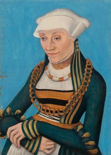 Portrait of a woman in a decorative dress with a hood, c1535. Creator: Cranach; Lucas; the Elder (1472-1553)