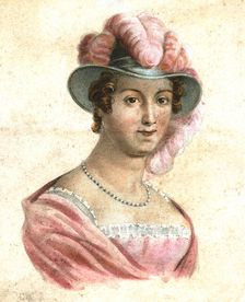 Portrait of a woman in a feathered hat c1750-1850