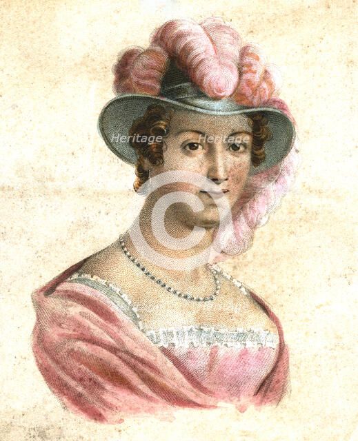 'Portrait of a woman in a feathered hat', c1750-1850. Artist: Unknown