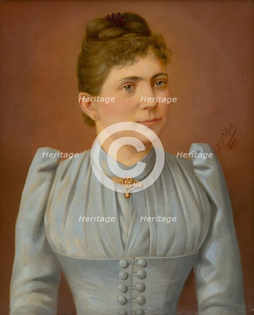 Portrait of a Woman in a Pale Dress, 1893. Creator: FJ Dyck.