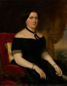 Portrait of a Woman in a Velvet Armchair, 1854. Creator: Miklos Barabas