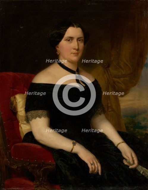 Portrait of a Woman in a Velvet Armchair, 1854. Creator: Miklos Barabas.