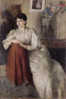 Portrait of a Woman in a White Dress, 1890. Creator: Olga Boznanska