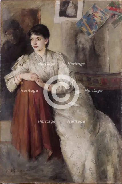 Portrait of a Woman in a White Dress, 1890. Creator: Olga Boznanska.