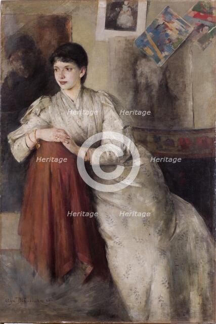 Portrait of a Woman in a White Dress, 1890. Creator: Olga Boznanska.