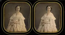 Portrait of a woman in a white dress, about 1855. Creator: Mayer & Pierson