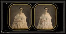 Portrait of a woman in a white dress, about 1855. Creator: Mayer & Pierson