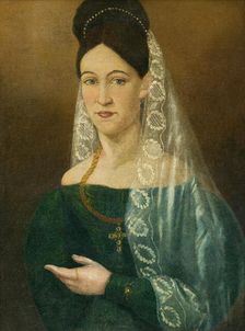 Portrait of a woman in a white veil, 1840-1850. Creator: Unknown