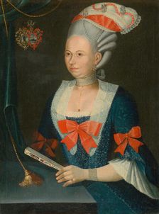 Portrait of a Woman in a Wig with a Fan, 1780-1790. Creator: Joseph Vitony