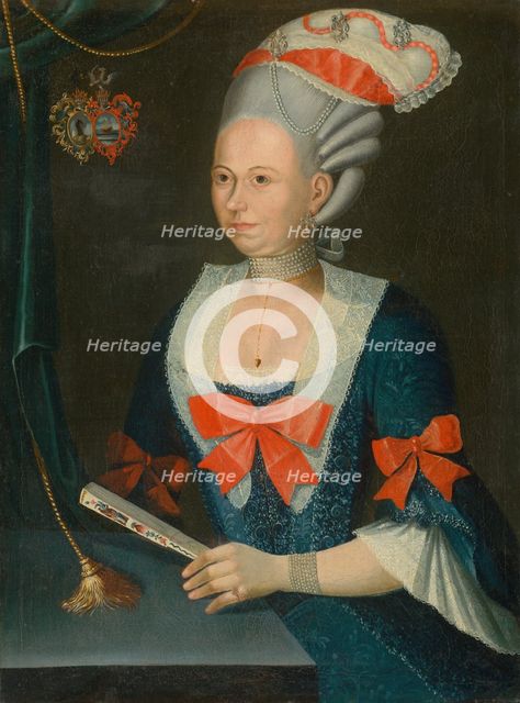 Portrait of a Woman in a Wig with a Fan, 1780-1790. Creator: Joseph Vitony.