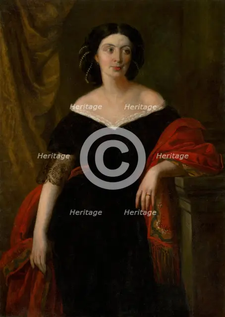 Portrait of a Woman in an Evening Gown, 1855-1860. Creator: Carl Rahl.