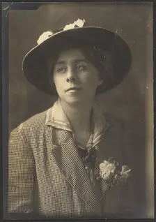Portrait of a Woman in Checked Jacket, 1907-1943. Creator: Louis Fleckenstein