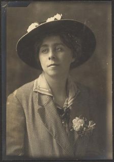 Portrait of a Woman in Checked Jacket, 1907-1943. Creator: Louis Fleckenstein